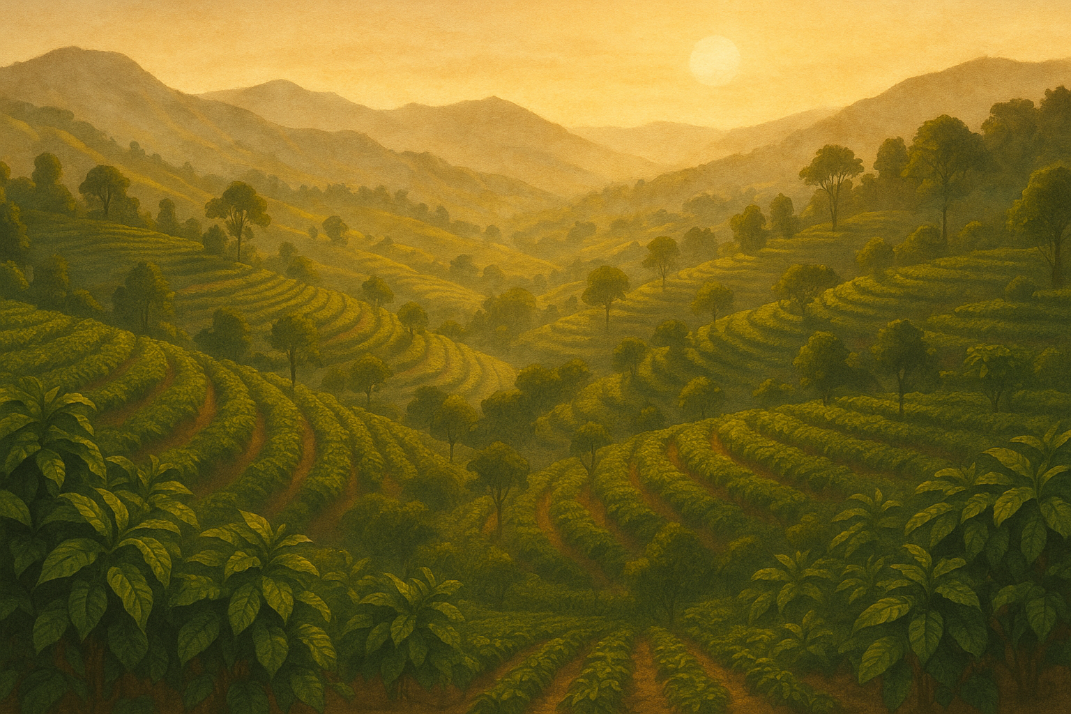 Ethiopian coffee farm illustration